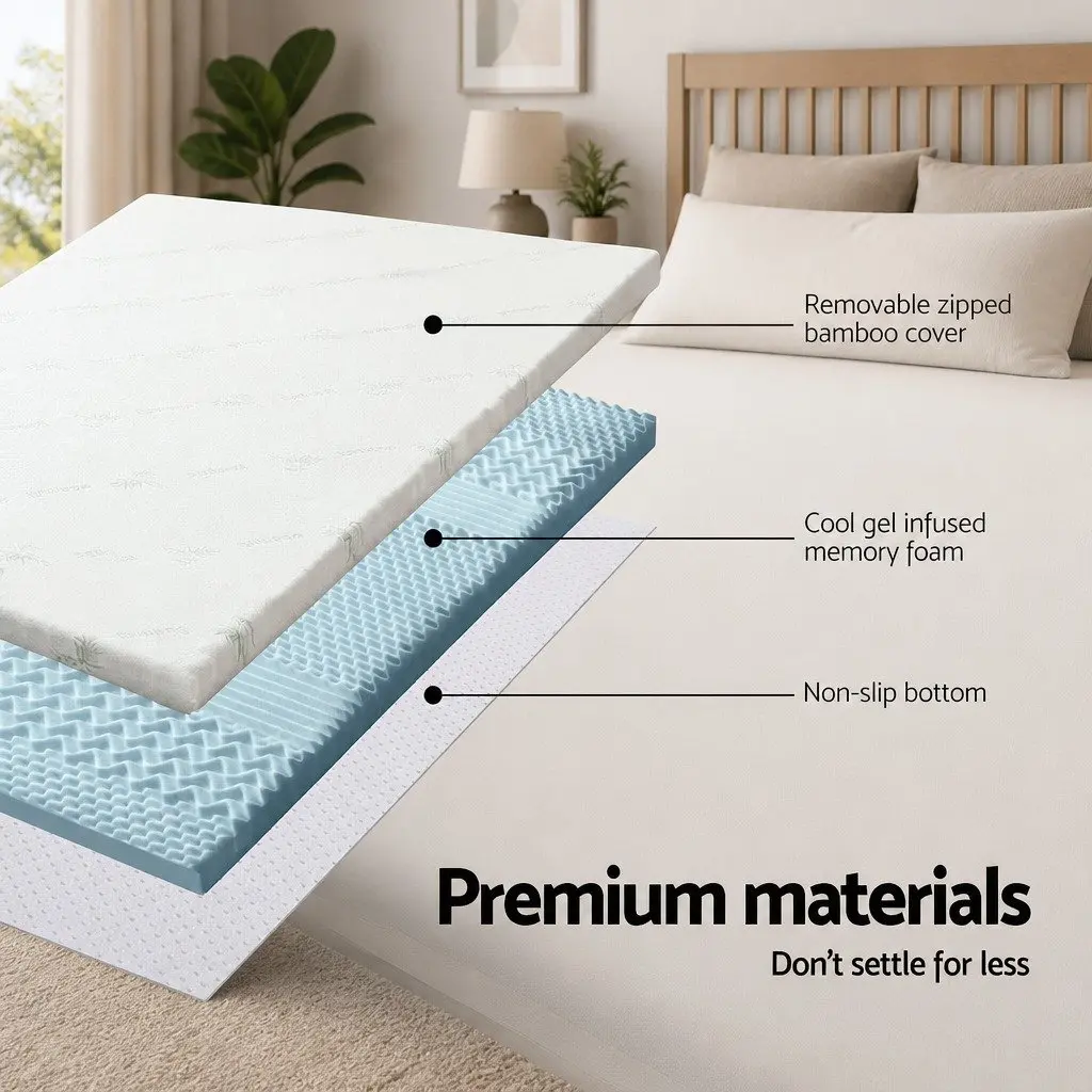 Memory Foam Mattress Topper 7-Zone Double 5cm Comfort Pad Support