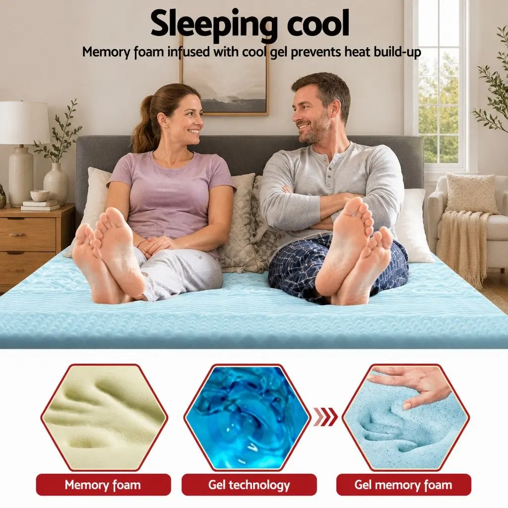 Memory Foam Mattress Topper 7-Zone Double 5cm Comfort Pad Support