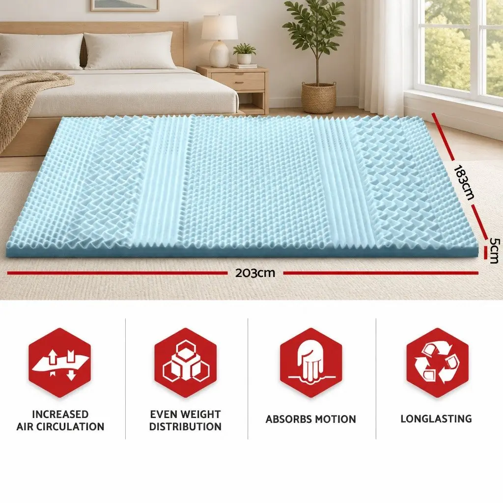 7-Zone King Size Memory Foam Mattress Topper 5cm Thick Contoured Support