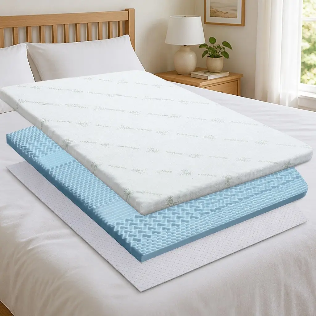7-Zone King Size Memory Foam Mattress Topper 5cm Thick Contoured Support