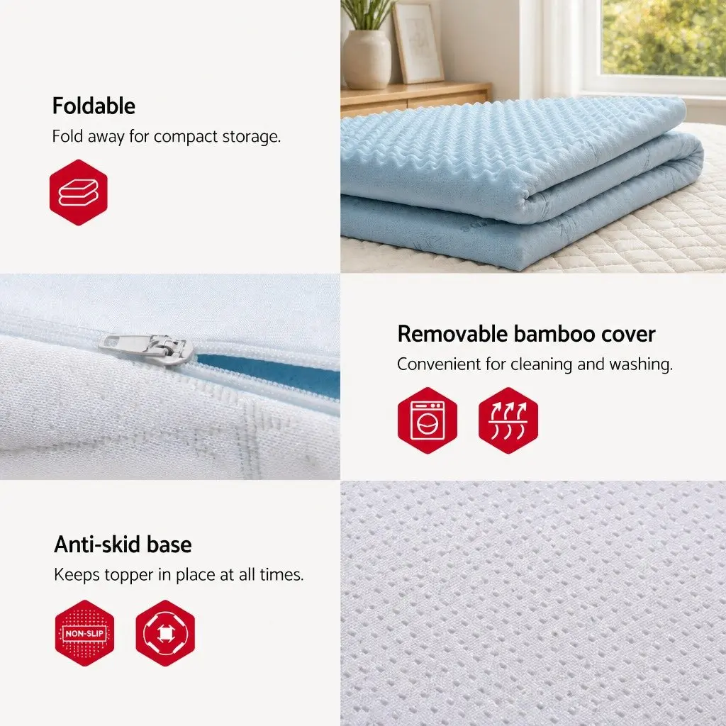 7-Zone King Size Memory Foam Mattress Topper 5cm Thick Contoured Support