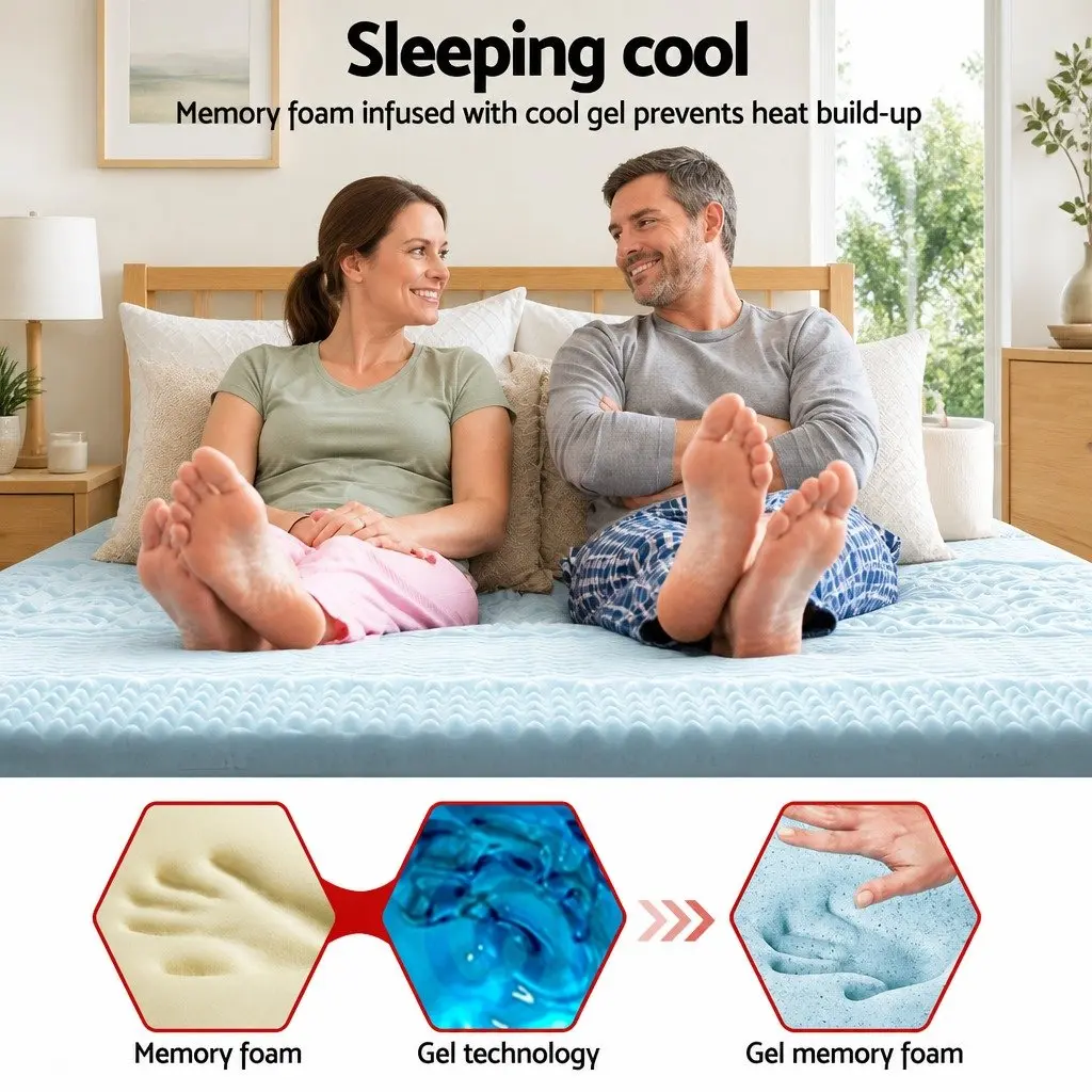 7-Zone King Size Memory Foam Mattress Topper 5cm Thick Contoured Support