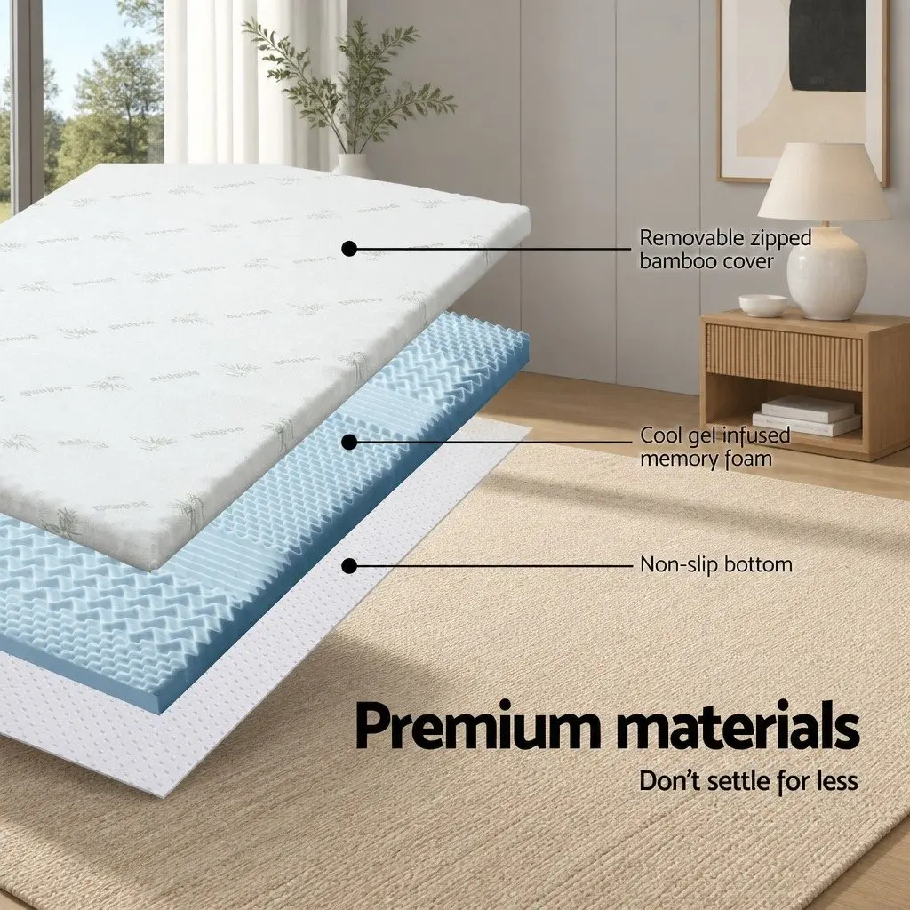 Memory Foam Mattress Topper Double 7-Zone 8cm Breathable Comfort Cushion Pad