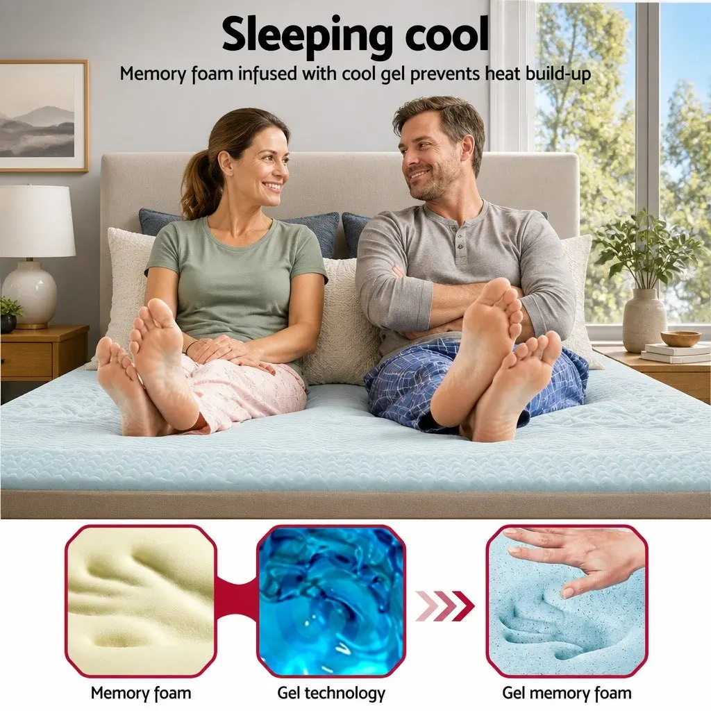 Memory Foam Mattress Topper Double 7-Zone 8cm Breathable Comfort Cushion Pad