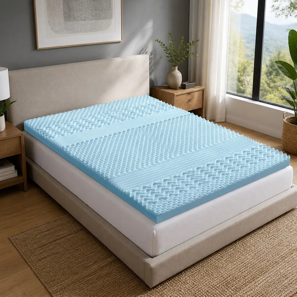 Memory Foam Mattress Topper Double 7-Zone 8cm Breathable Comfort Cushion Pad