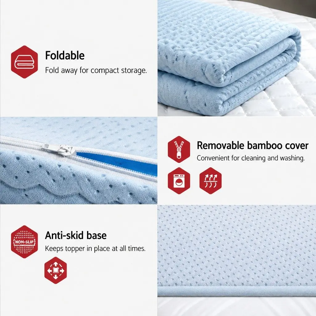 Memory Foam Mattress Topper 7-Zone 8cm King Size Contoured Support