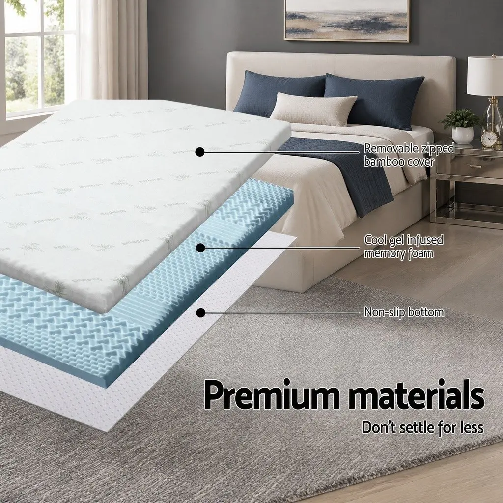 Memory Foam Mattress Topper 7-Zone 8cm King Size Contoured Support