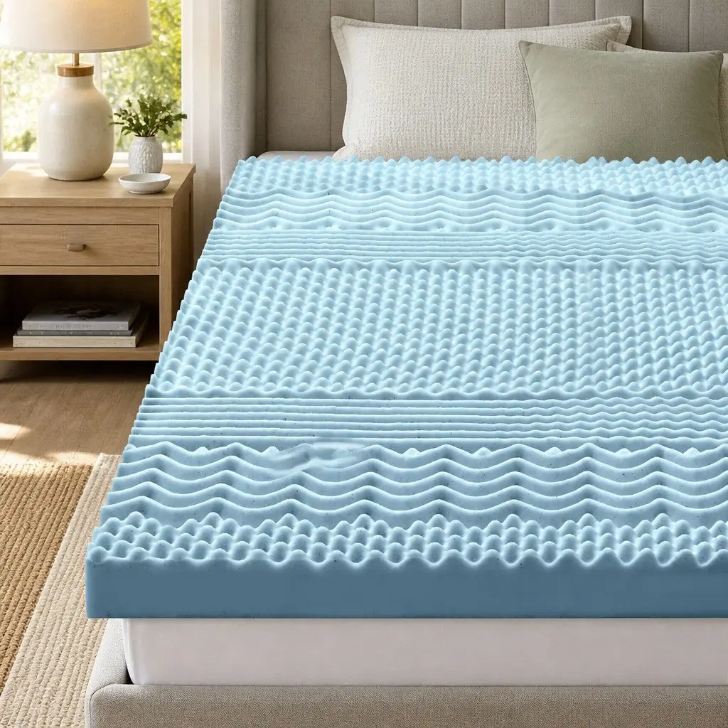Memory Foam Mattress Topper 7-Zone 8cm Queen Contoured Support