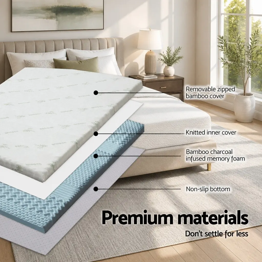 Memory Foam Mattress Topper 7-Zone 8cm Queen Contoured Support