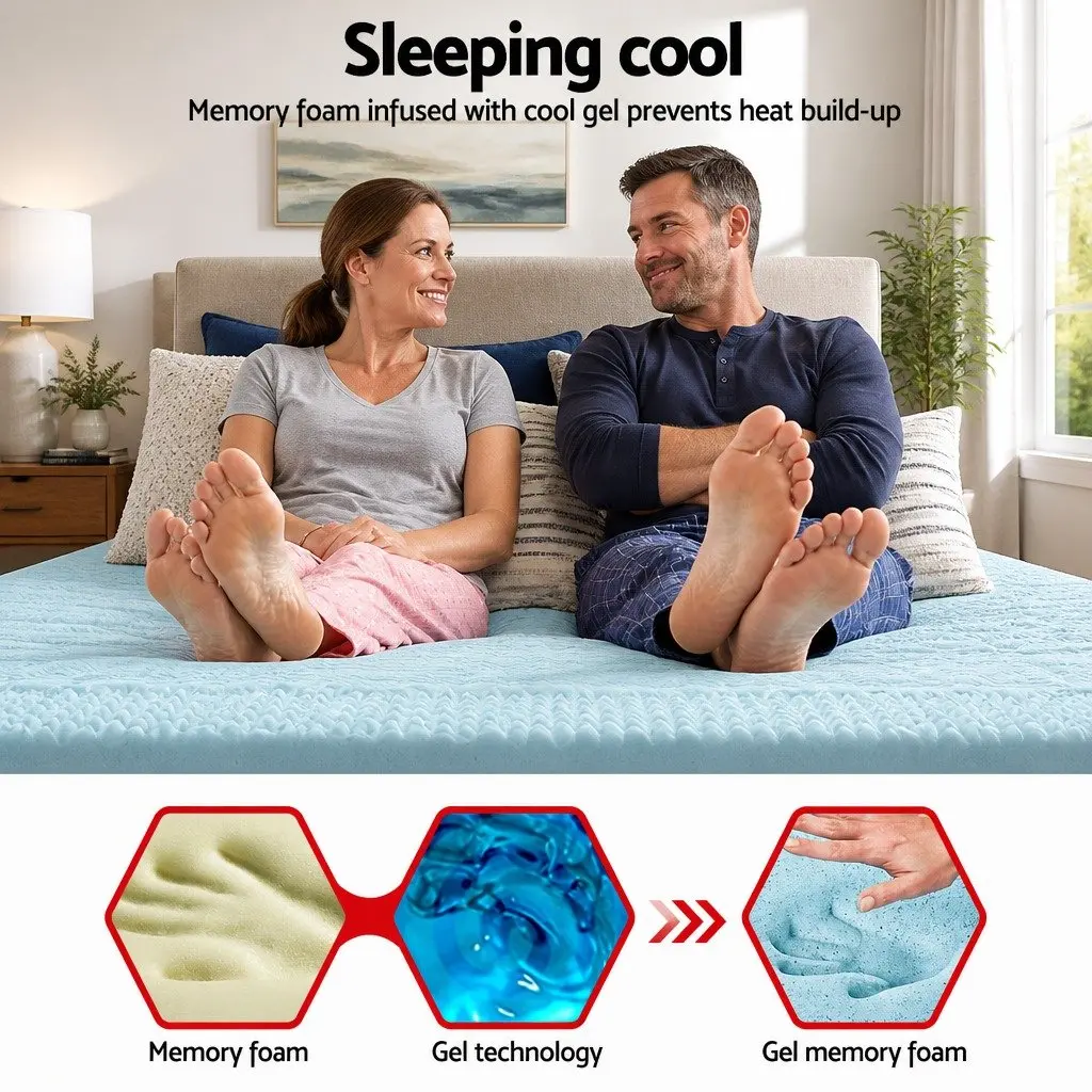 Memory Foam Mattress Topper 7-Zone 8cm Queen Contoured Support