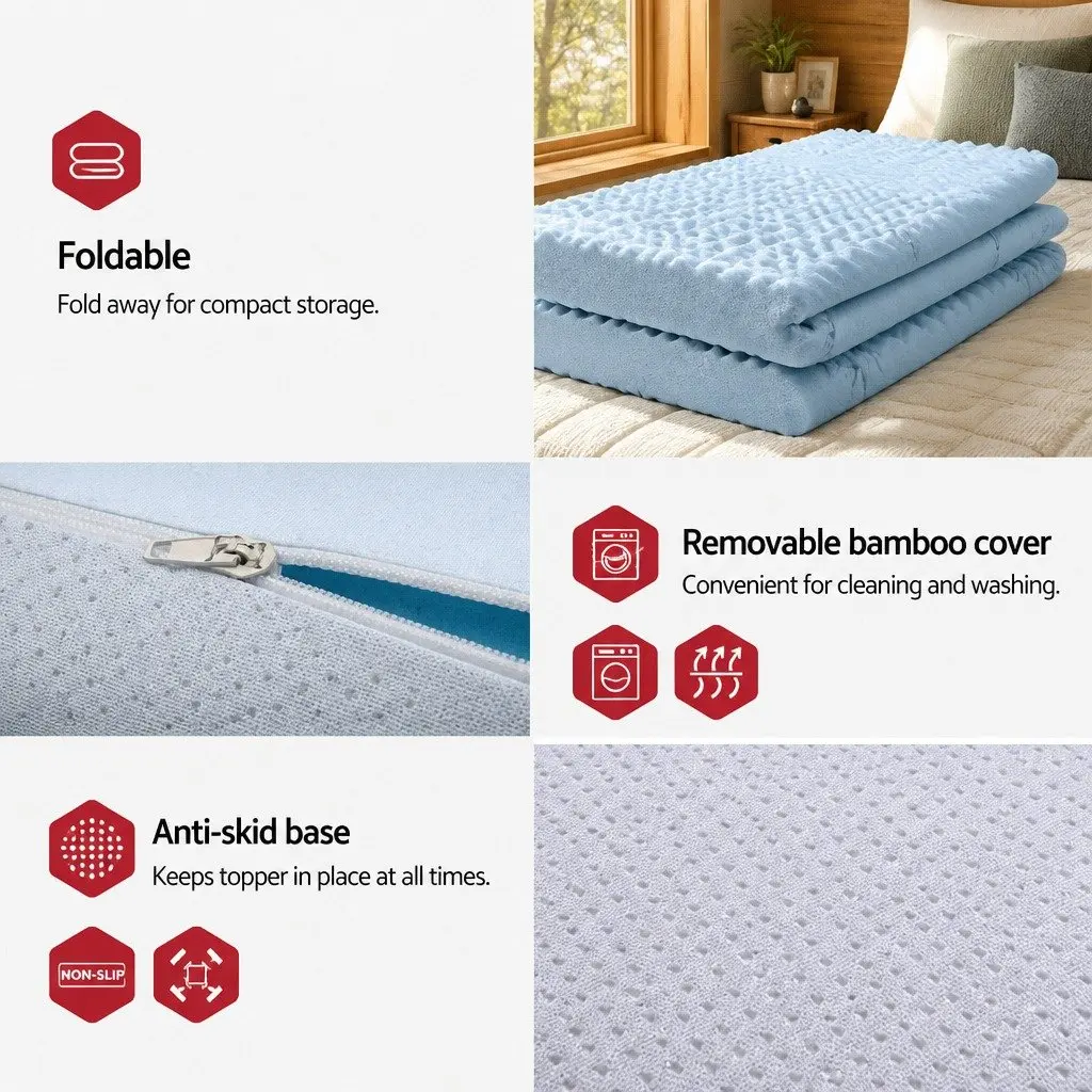 Memory Foam Mattress Topper 8cm Thick 7-Zone Contoured Support Single