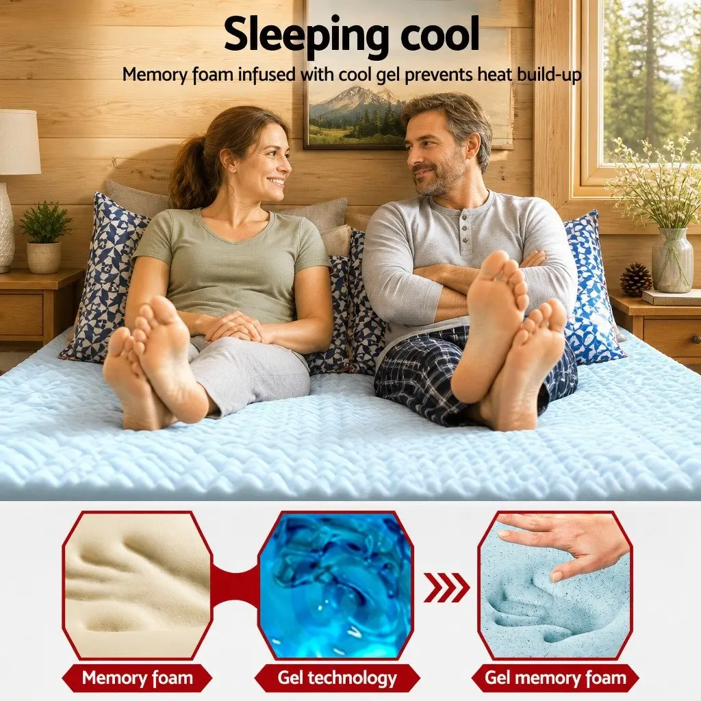 Memory Foam Mattress Topper 8cm Thick 7-Zone Contoured Support Single