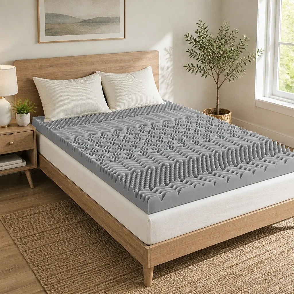 Memory Foam Mattress Topper 8cm Double Bed 7-Zone Graphite Support Contoured