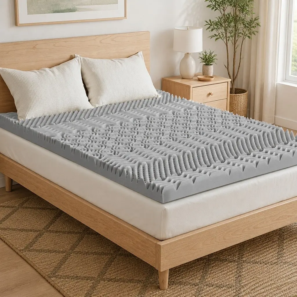 Memory Foam Mattress Topper 8cm King Bed 7-Zone Graphite Grey Removable Cover