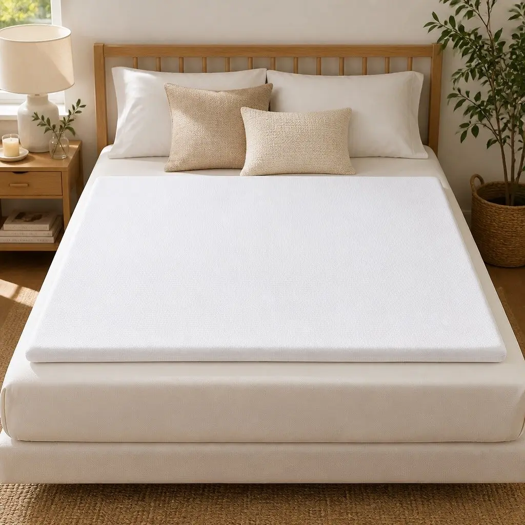 Memory Foam Mattress Topper 8cm King Lavender Bamboo Cover 7-Zone Support