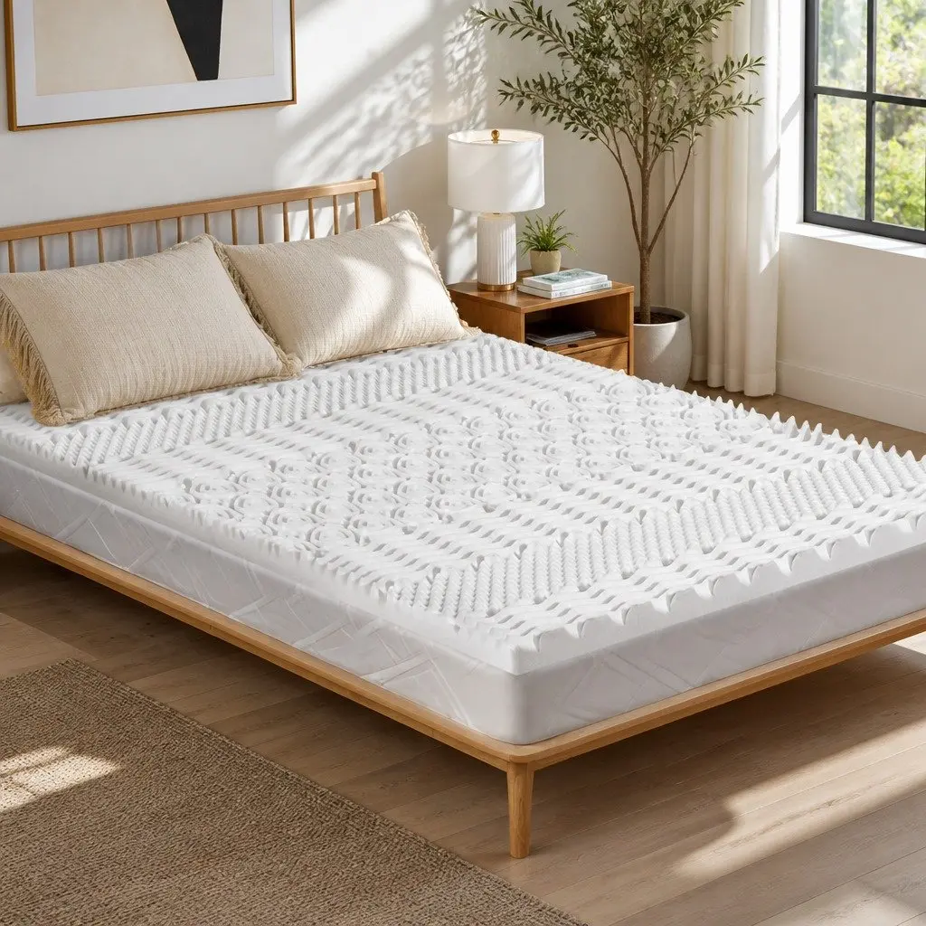 Memory Foam Mattress Topper 7-Zone Airflow Pad 8cm Single Pillowtop Comfortable