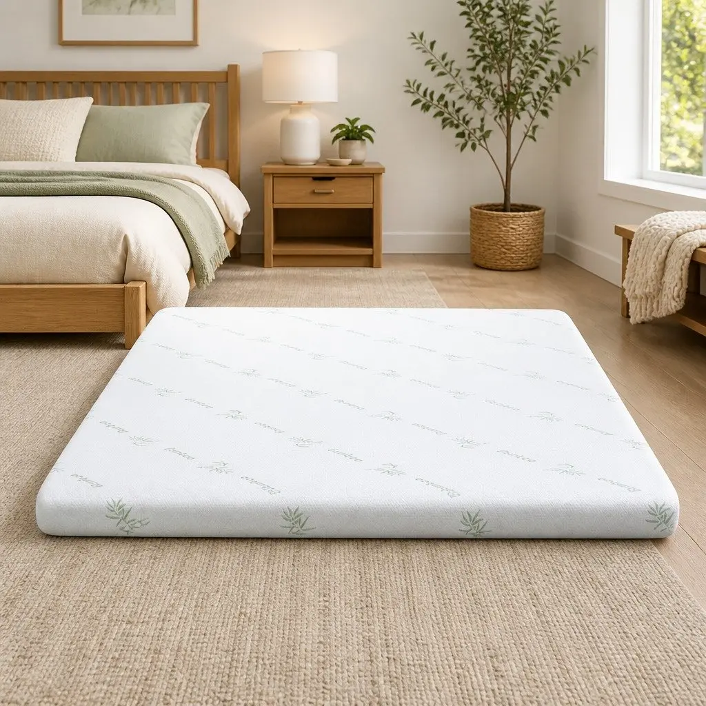 Memory Foam Mattress Topper 10cm Cool Gel Double Bed Mat Bamboo Cover Blue
