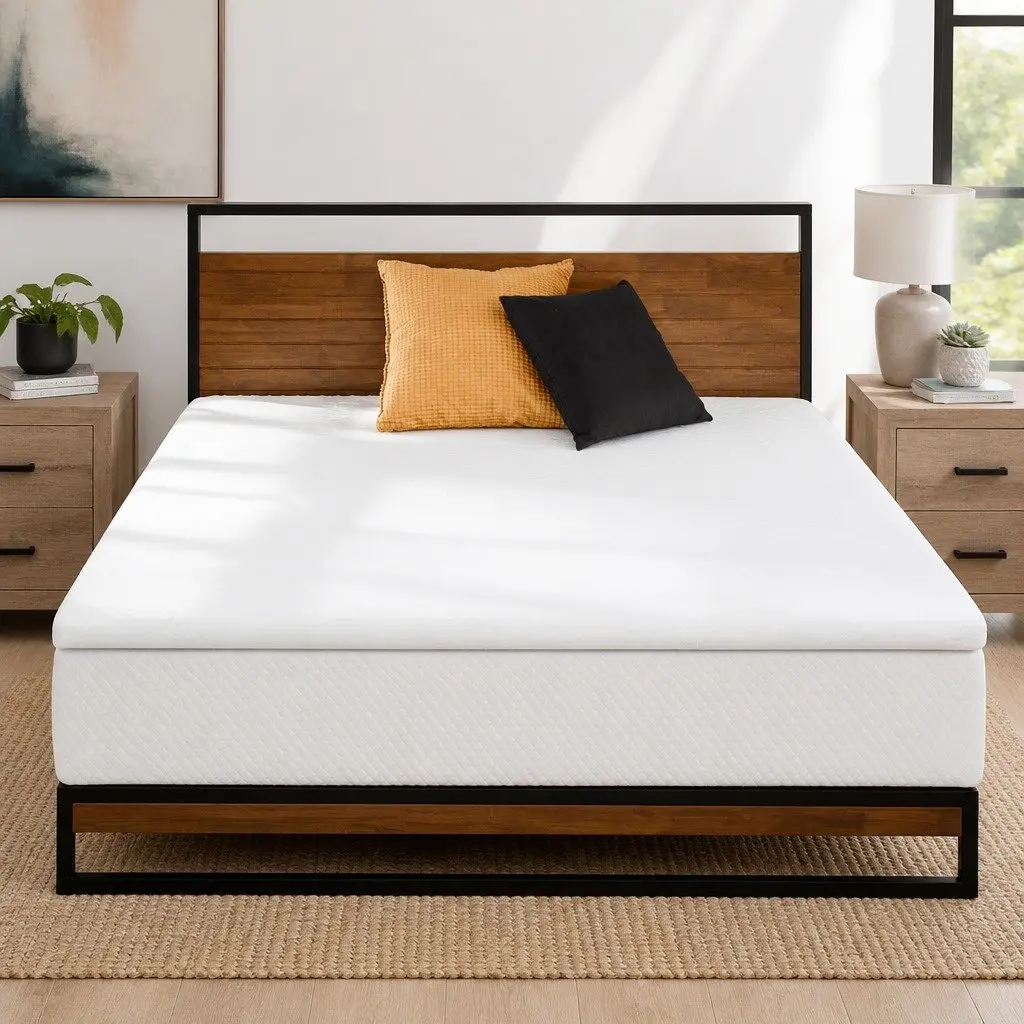 Memory Foam Mattress Topper Cool Gel Bamboo Cover 10cm