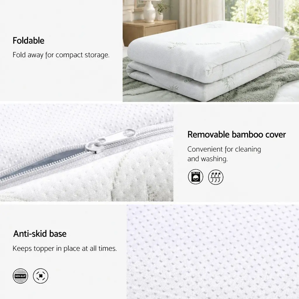 Memory Foam Mattress Topper Cool Gel Bamboo Cover 10cm