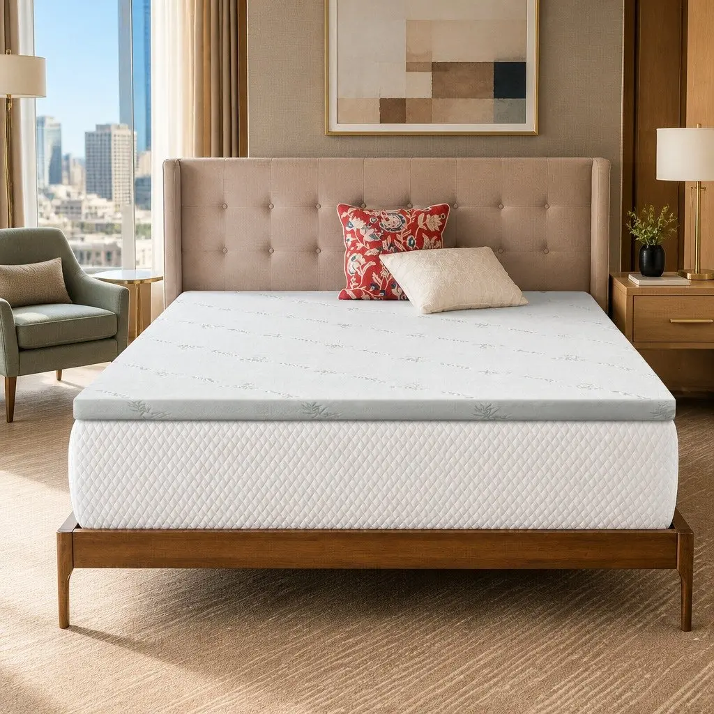 Memory Foam Mattress Topper Gel Infused Double Bed 5cm Pressure Relief Bamboo Cover