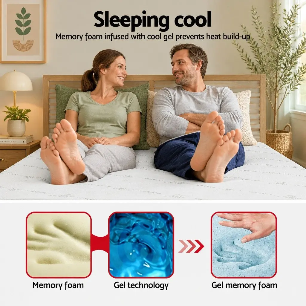 Memory Foam Mattress Topper Gel Infused 5cm King Size Breathable Bamboo