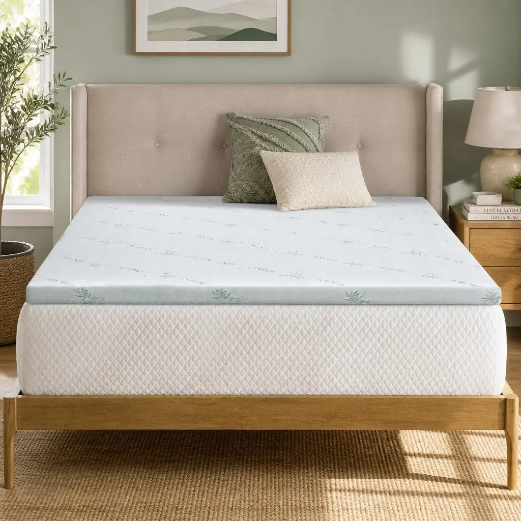 Memory Foam Mattress Topper Gel Infused 5cm King Size Breathable Bamboo