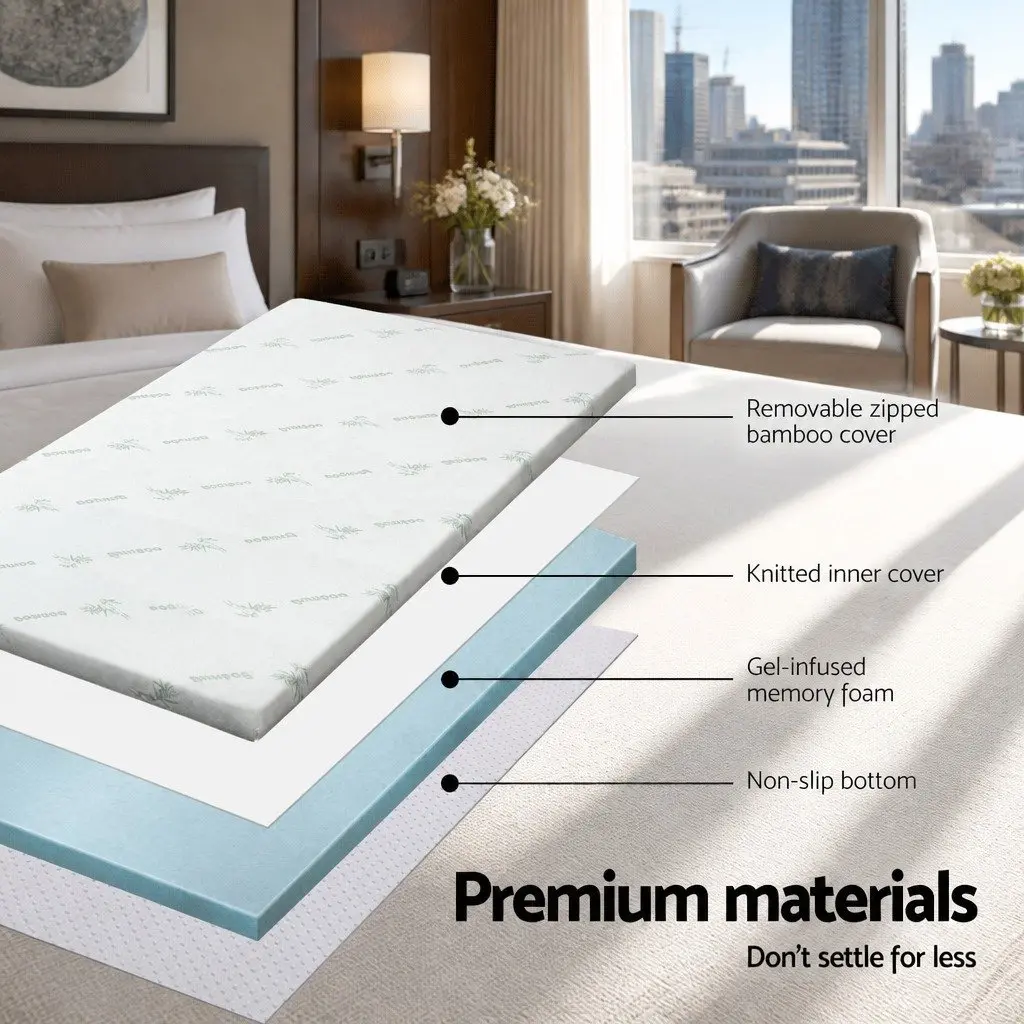 Memory Foam Mattress Topper Gel-Infused Cool Sleep Queen 5cm