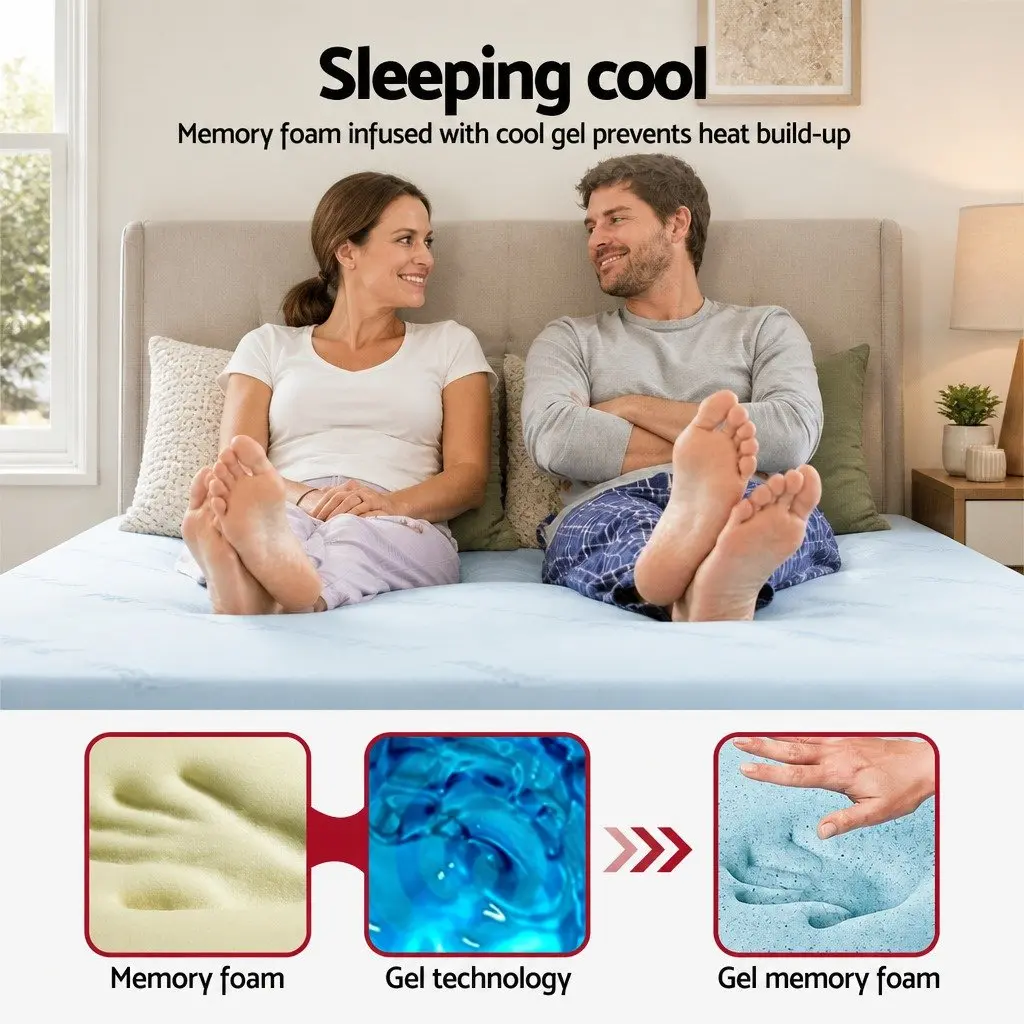 Memory Foam Mattress Topper Gel-Infused Cool 5cm Single Bed Pressure Relief