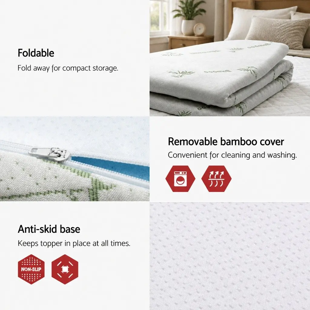 Memory Foam Mattress Topper Gel-Infused Cool 5cm Single Bed Pressure Relief