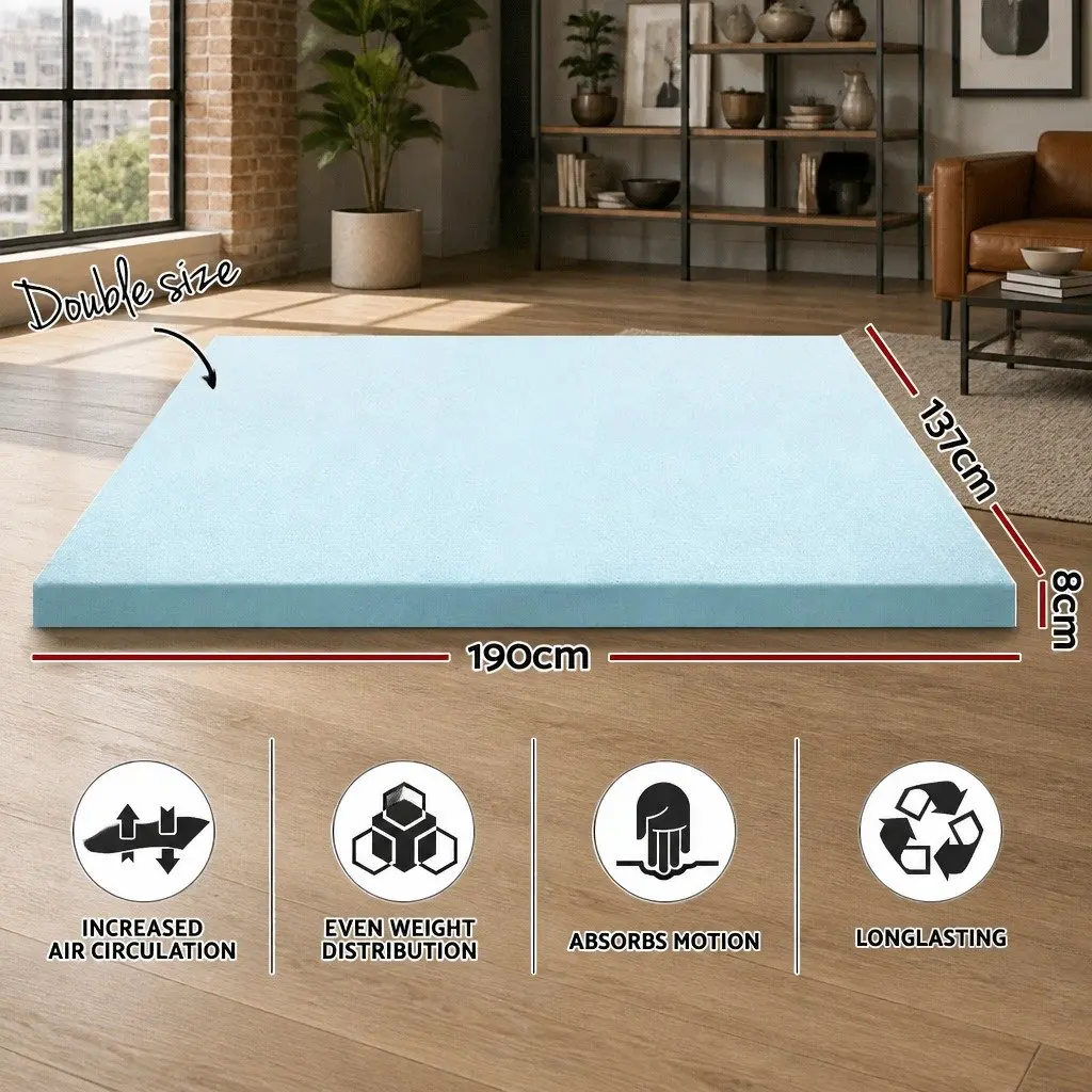 Memory Foam Mattress Topper Gel Infused Double Bed 8cm
