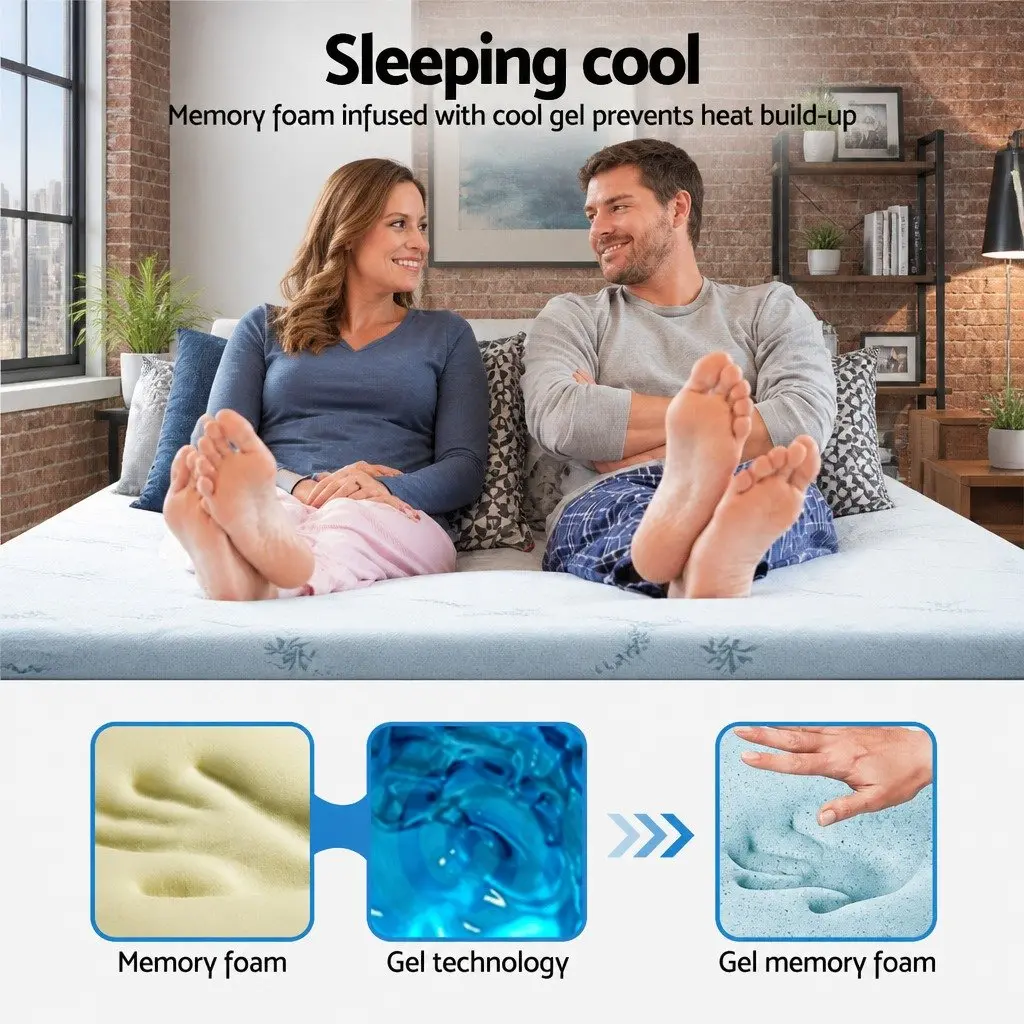 Memory Foam Mattress Topper Gel Infused Double Bed 8cm