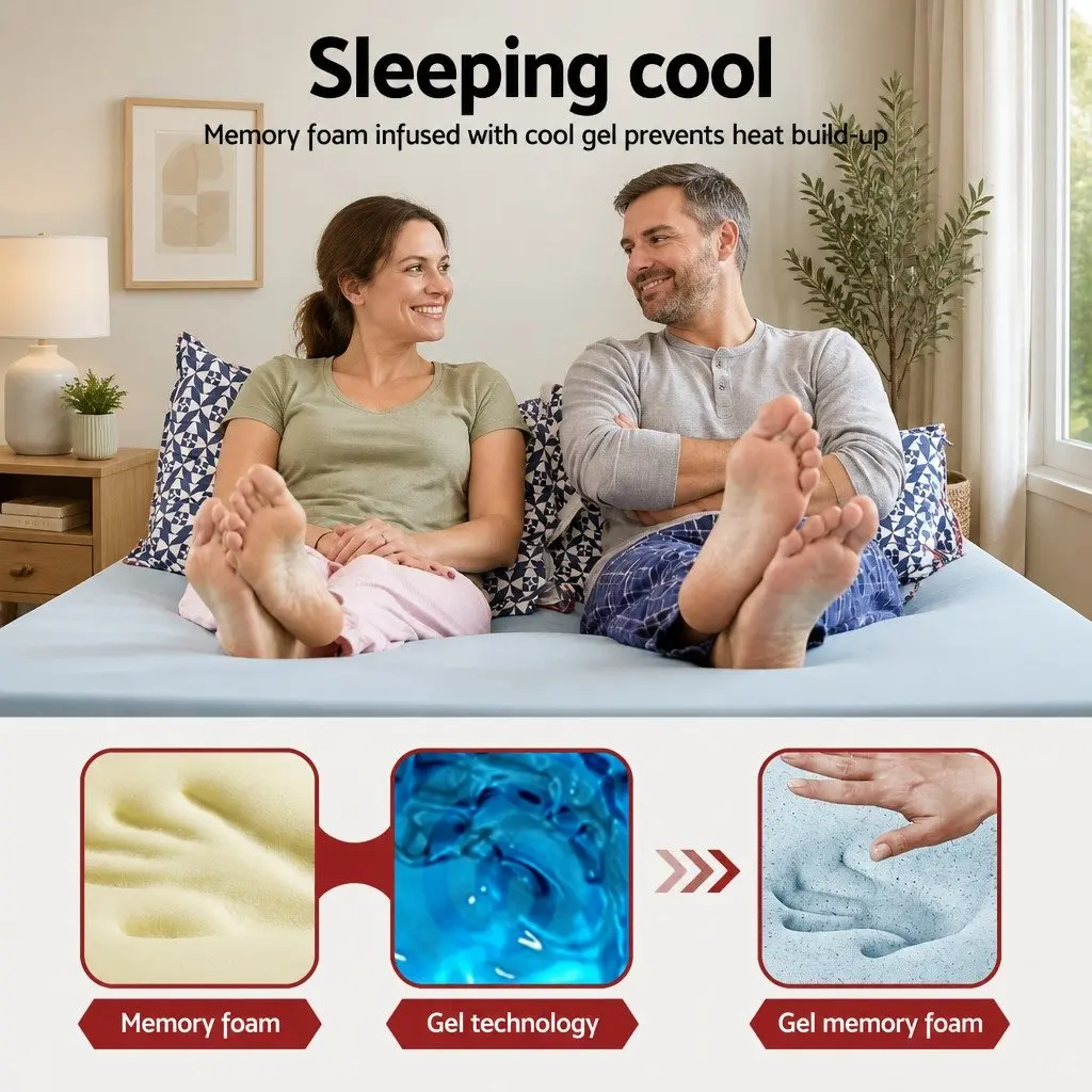 Memory Foam Mattress Topper Gel Infused King Size 8cm Removable Cover