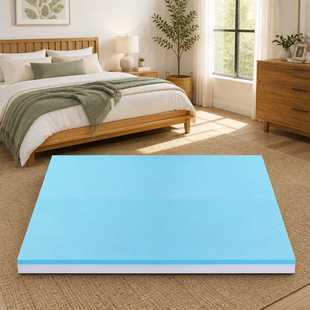 Memory Foam Mattress Topper Dual Layer 8cm Gel Bamboo Cover Double Bed