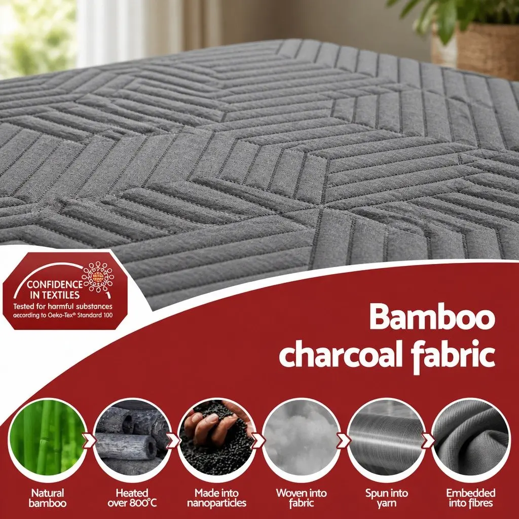 Memory Foam Mattress Topper Dual Layer 8cm Gel Bamboo Cover Double Bed