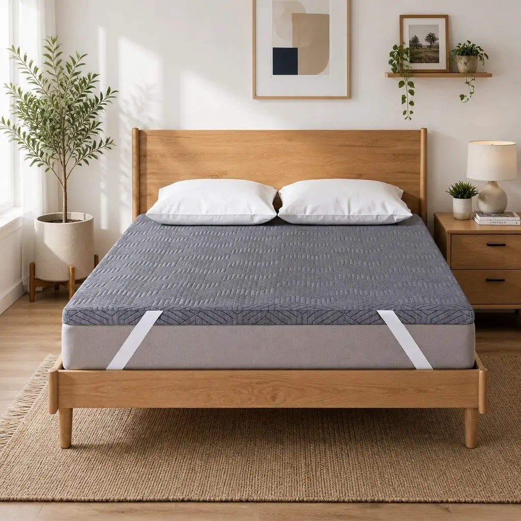 Memory Foam Mattress Topper Dual Layer 8cm Gel Bamboo Cover Double Bed