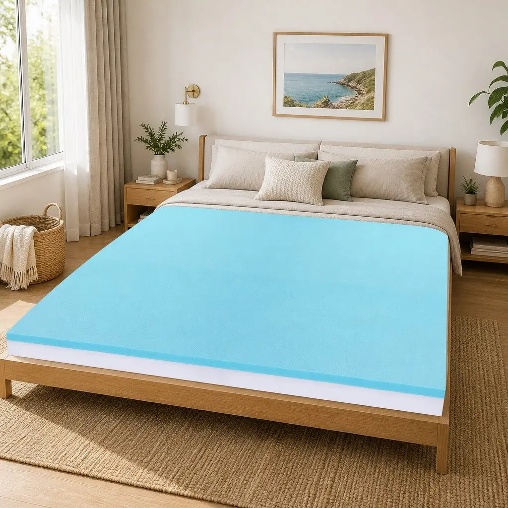 Memory Foam Mattress Topper Dual Layer Gel 8cm Bamboo Cover Queen