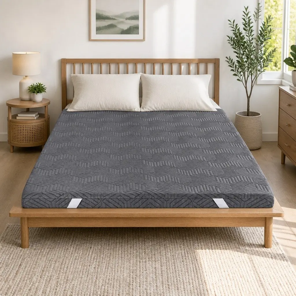 Memory Foam Mattress Topper 8cm Gel Dual Layer Bamboo Cover Single Bed