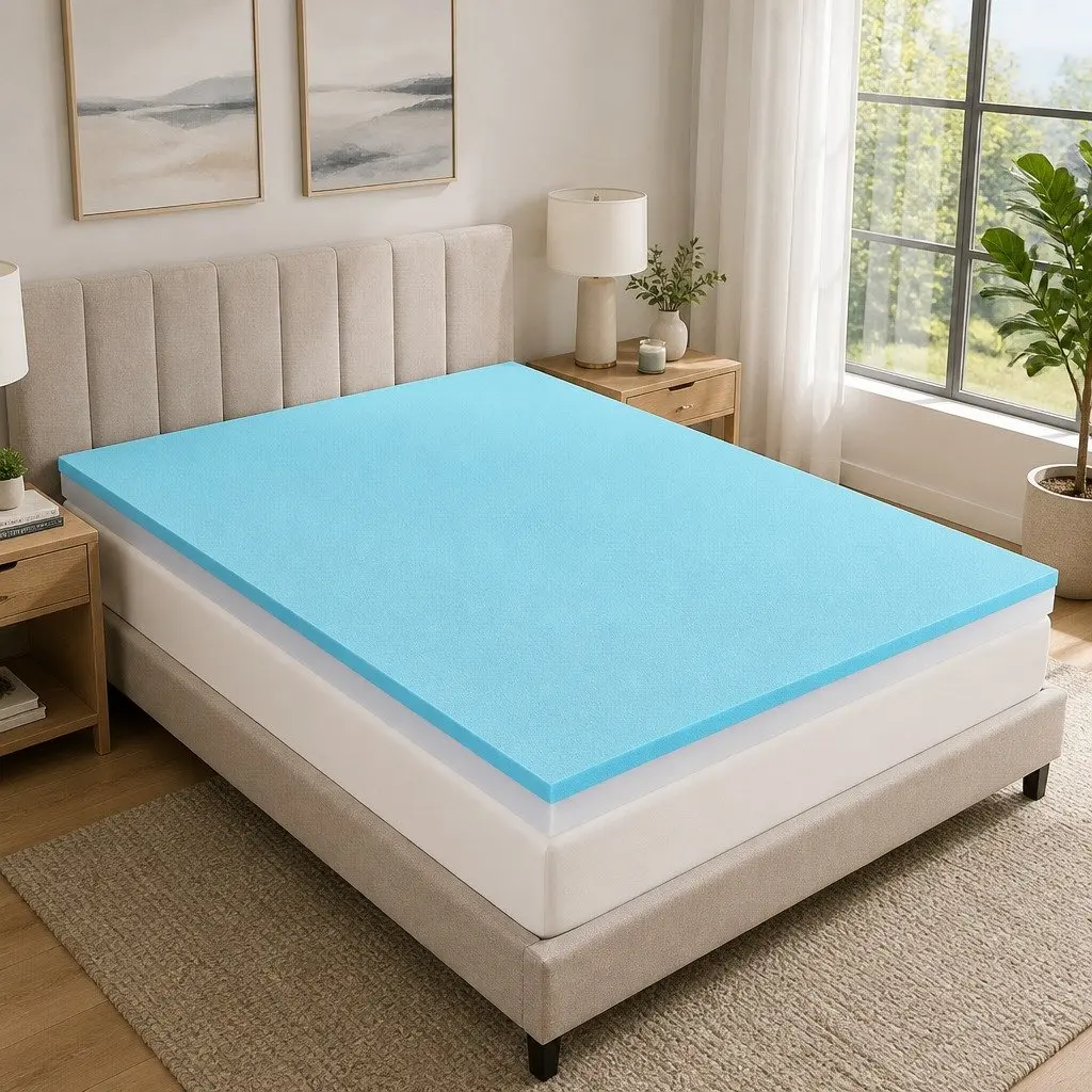 Memory Foam Mattress Topper 8cm Gel Dual Layer Bamboo Cover Single Bed