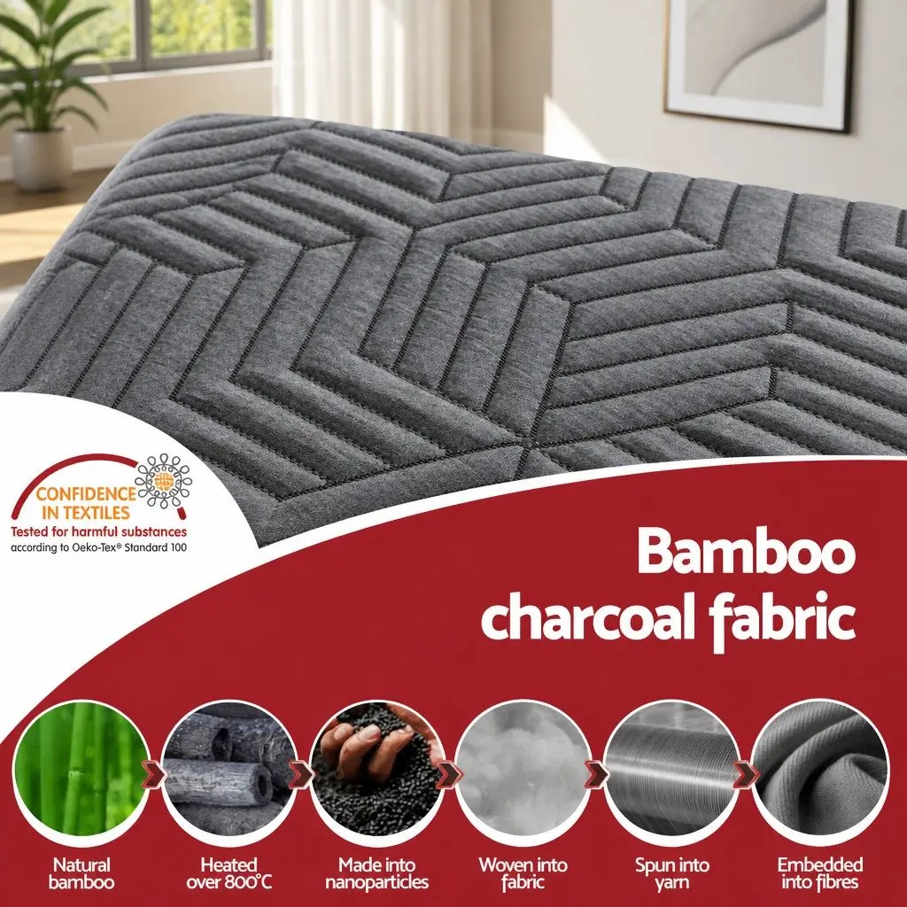 Memory Foam Mattress Topper 8cm Gel Dual Layer Bamboo Cover Single Bed