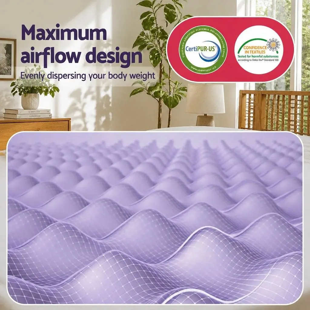 Memory Foam Mattress Topper 5cm Double Lavender Infused Egg Crate Pad Pressure