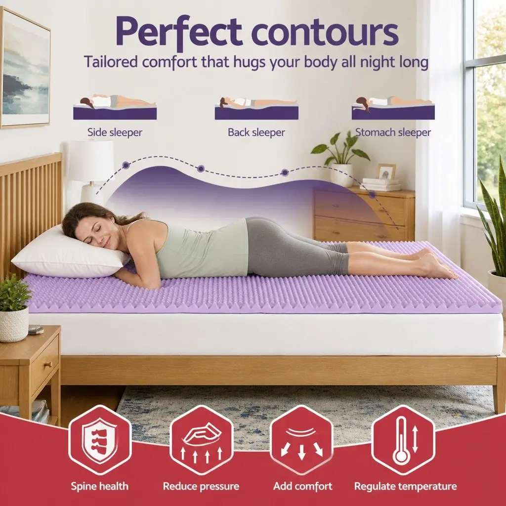 Memory Foam Mattress Topper Lavender Infused 5cm King Egg Crate