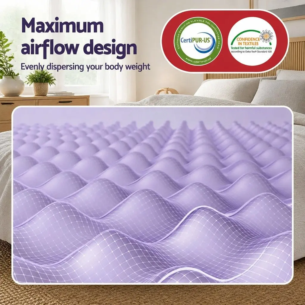 Memory Foam Mattress Topper Lavender Infused 5cm King Egg Crate