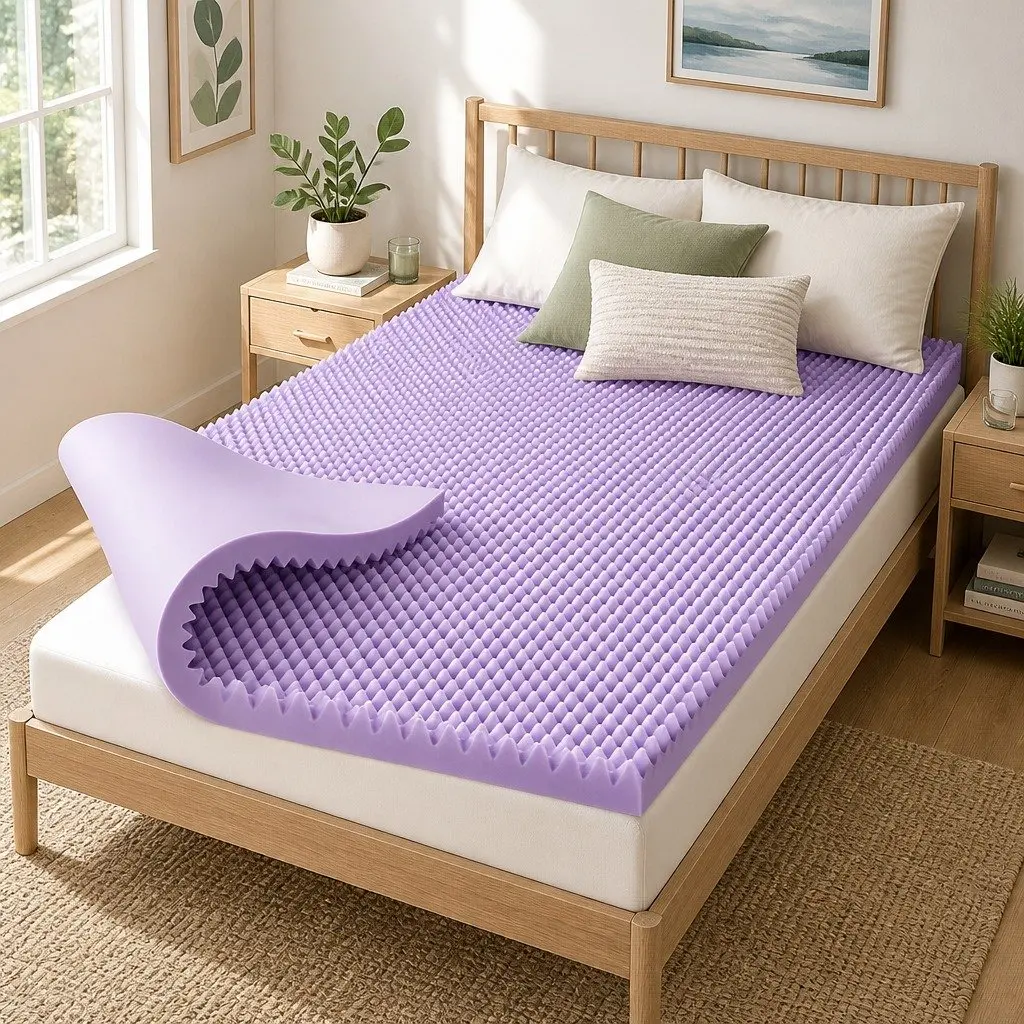 Memory Foam Mattress Topper Lavender Infused 5cm King Egg Crate