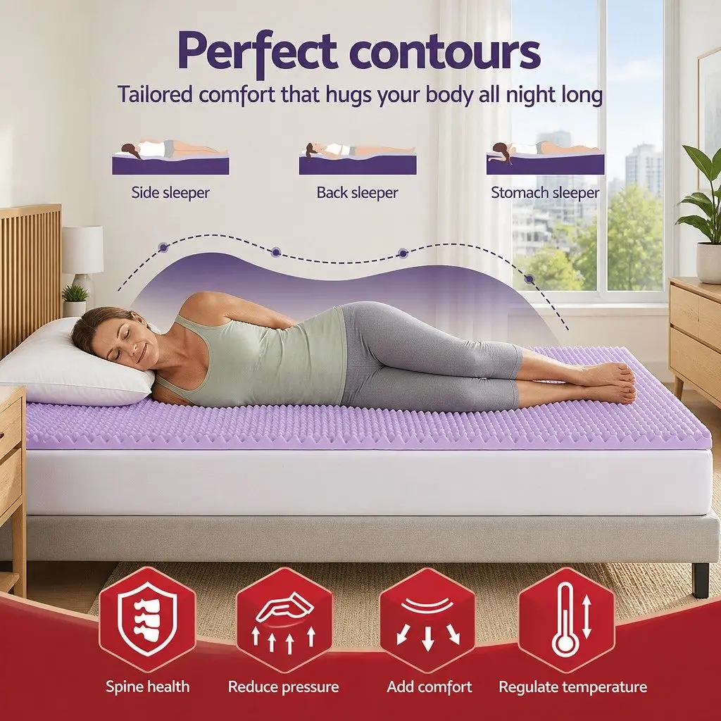 Memory Foam Mattress Topper Queen Lavender Infused Egg Crate Breathable Pad 5cm