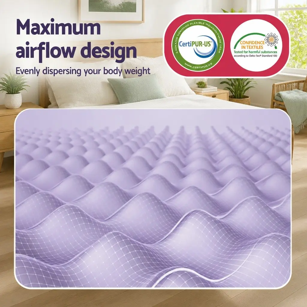 Memory Foam Mattress Topper Queen Lavender Infused Egg Crate Breathable Pad 5cm