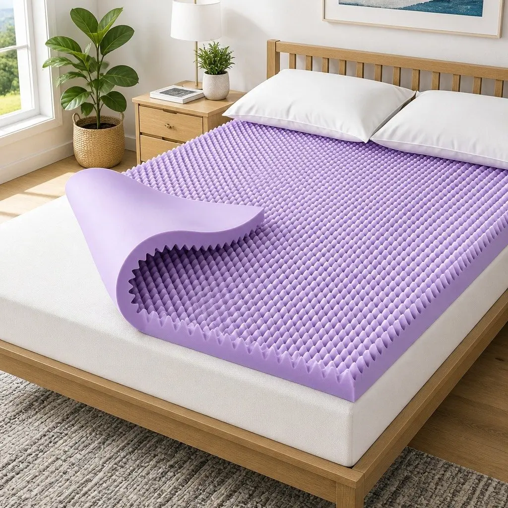 Memory Foam Mattress Topper Queen Lavender Infused Egg Crate Breathable Pad 5cm