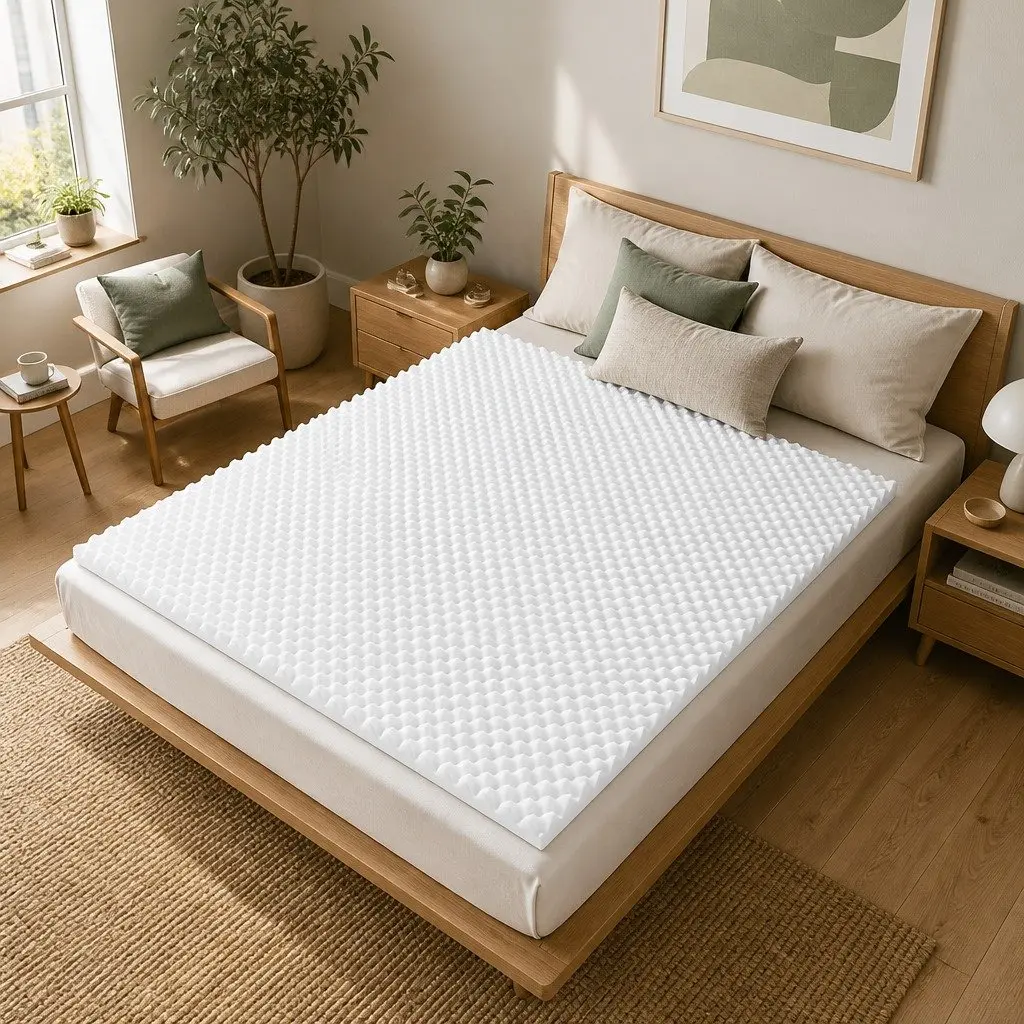 Double Foam Mattress Topper Egg Crate 5cm White Comfort Support Pad