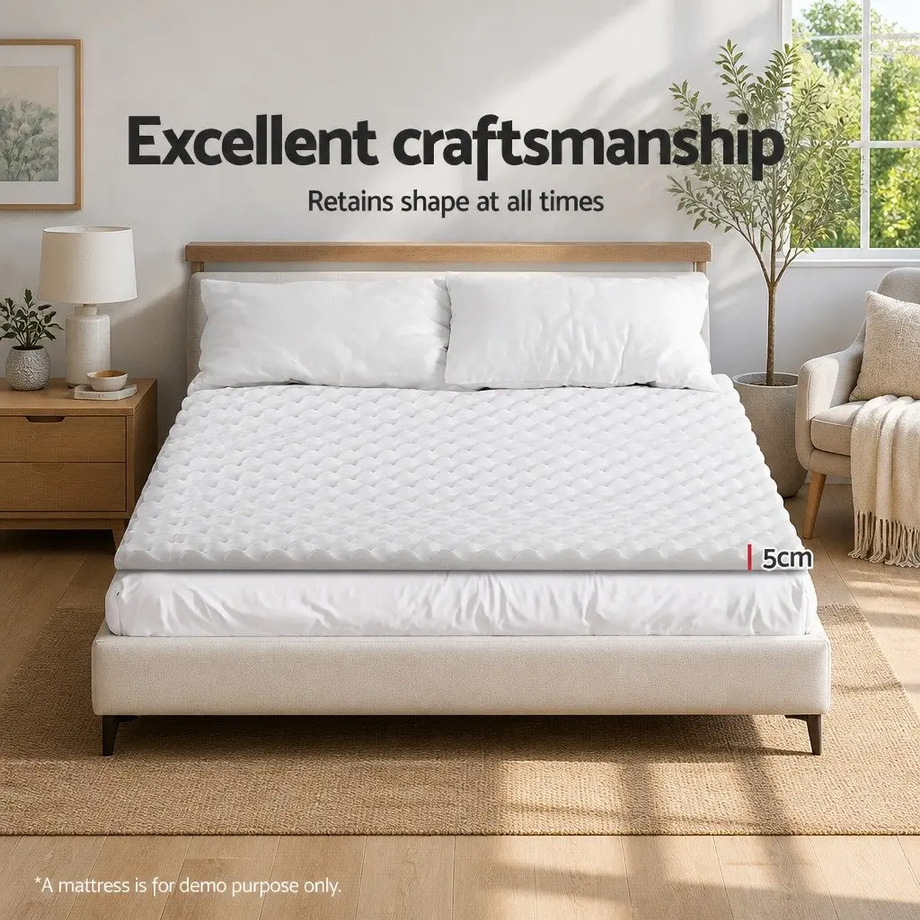 Double Foam Mattress Topper Egg Crate 5cm White Comfort Support Pad