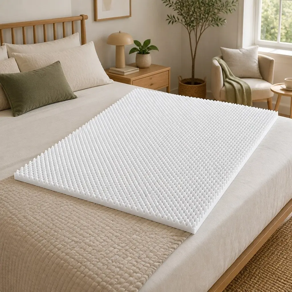 Double Foam Mattress Topper Egg Crate 5cm White Comfort Support Pad