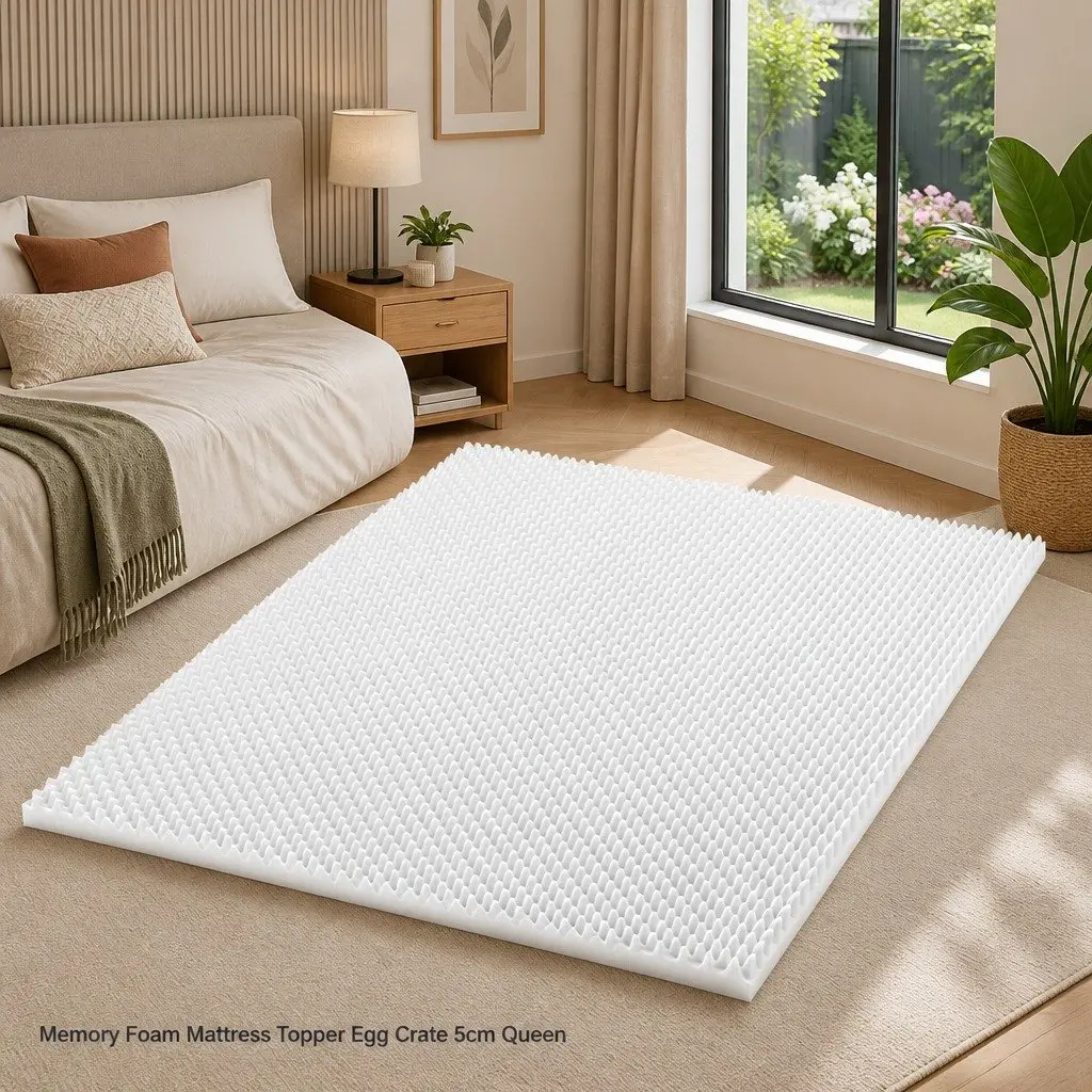 Memory Foam Mattress Topper Egg Crate 5cm Queen Bed Comfort Layer